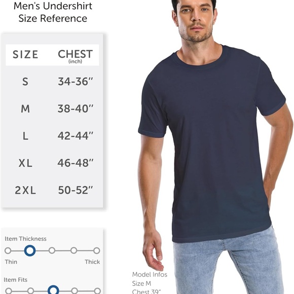 Comfneat Men's 4-Pack Basic Tee Crew Neck Cotton T-Shirts Light Undershirts - Picture 4 of 5